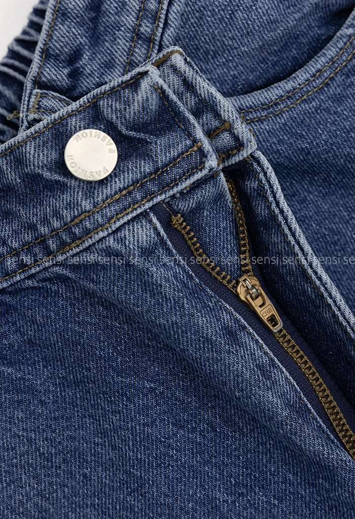 شلوار جین نیم بگ پشت کش کد1005166